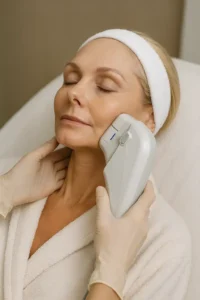 Woman receiving HIFU non surgical facelift treatment Somerset