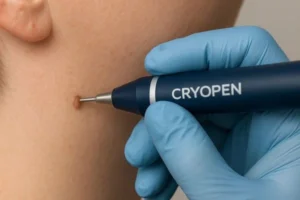 Person receiving skin tag removal Somerset